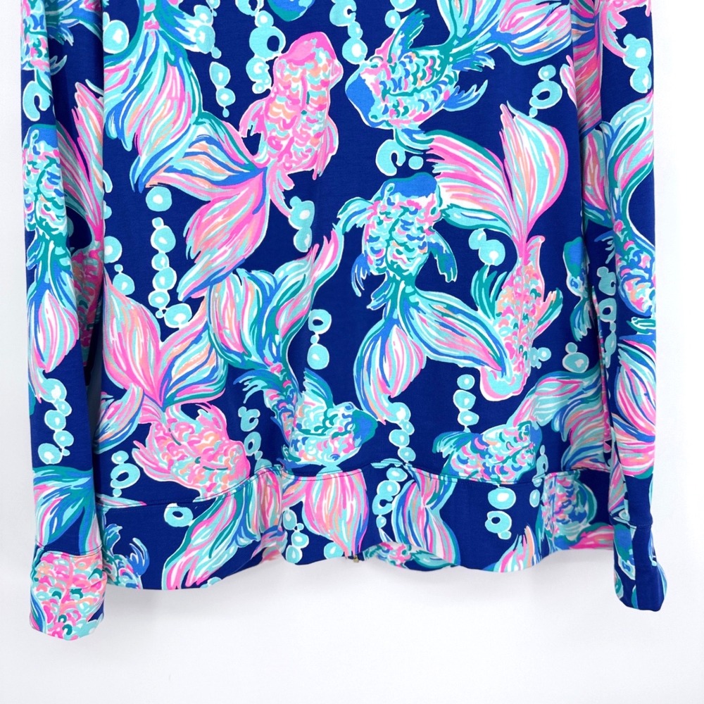 Lilly Pulitzer Full Zip Jacket XL Bright Colorful Koi Fish Print Vacation Summer - Picture 14 of 16